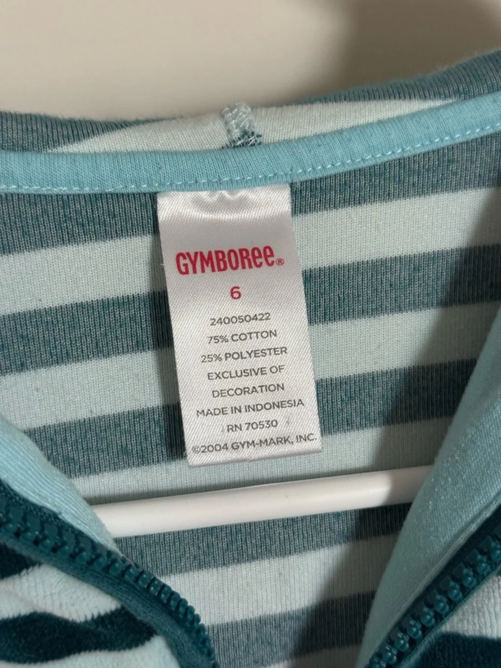 Gymboree Green Teal Striped Velvet Bow Full Zip Hoodie Hooded Sweatshirt Girls 6